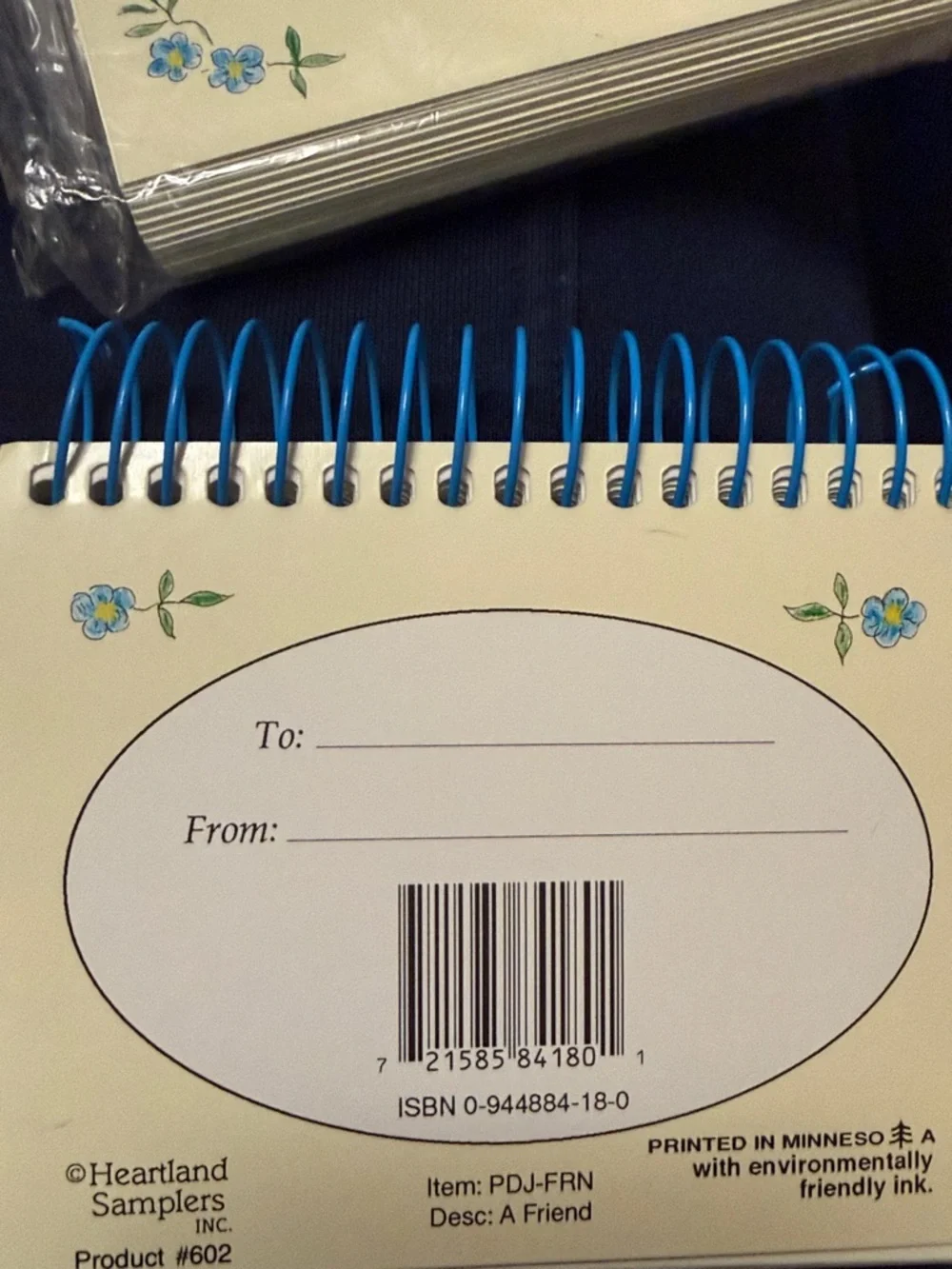 Vintage 1991 A Friend Like You Spiral Friendship Quote Notebook. Brand New.